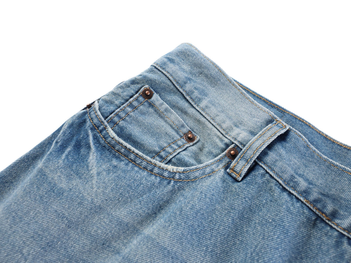 Acne Studios Heavy‑Ripped Distressed Washed Denim Wide‑Leg Jort Shorts