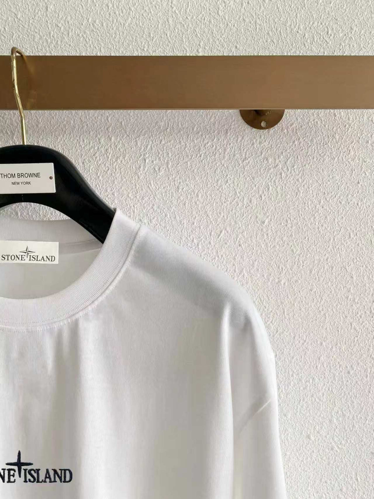 Stone Island Centre Chest Logo Embroidery T-Shirt - White / Blue / Gray / Black