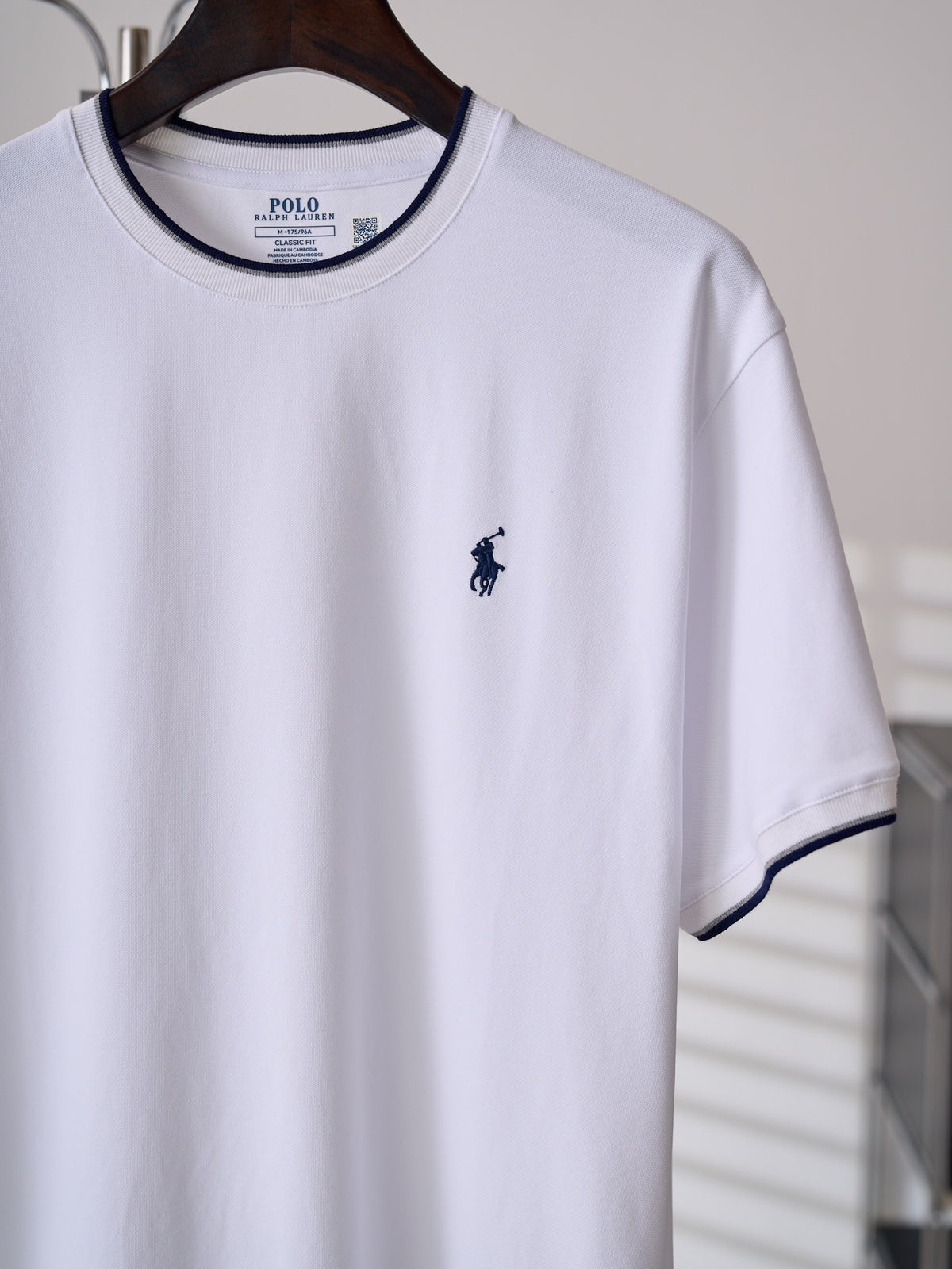 Polo Ralph Lauren Men's Contrast‑Trim Crew‑Neck Short‑Sleeve T‑Shirt, Navy Pony Embroidery