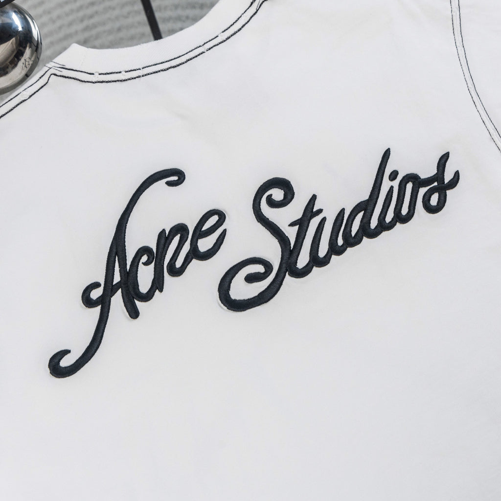 Acne Studios Contrast‑Stitch Script Logo Crew‑Neck Short‑Sleeve T‑Shirt