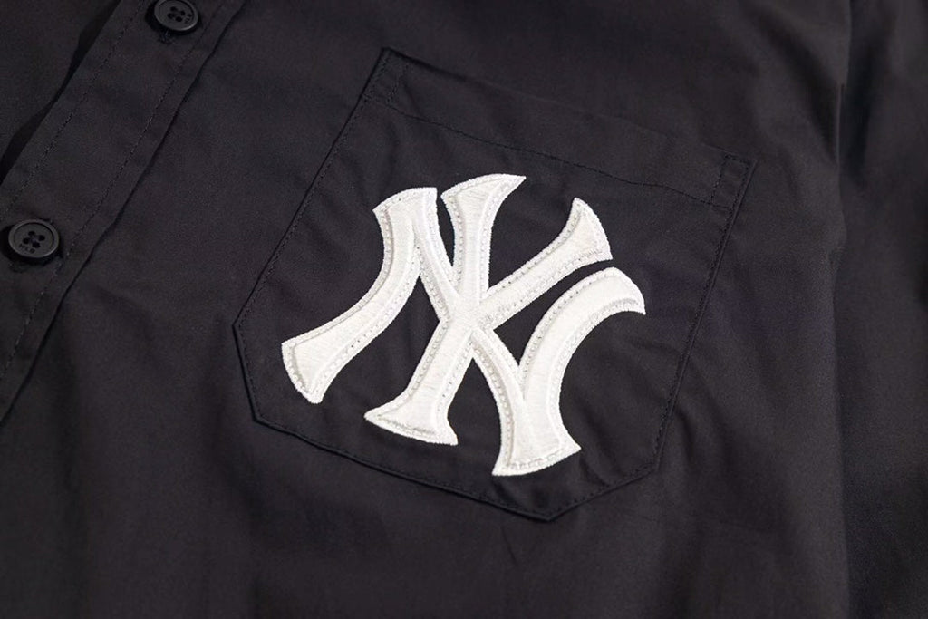 NY Yankees Embroidered NY Oxford Button-Down Shirt - Black