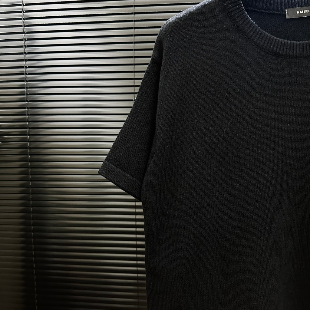 AMIRI Pixel‑Logo Short‑Sleeve Knit T‑Shirt