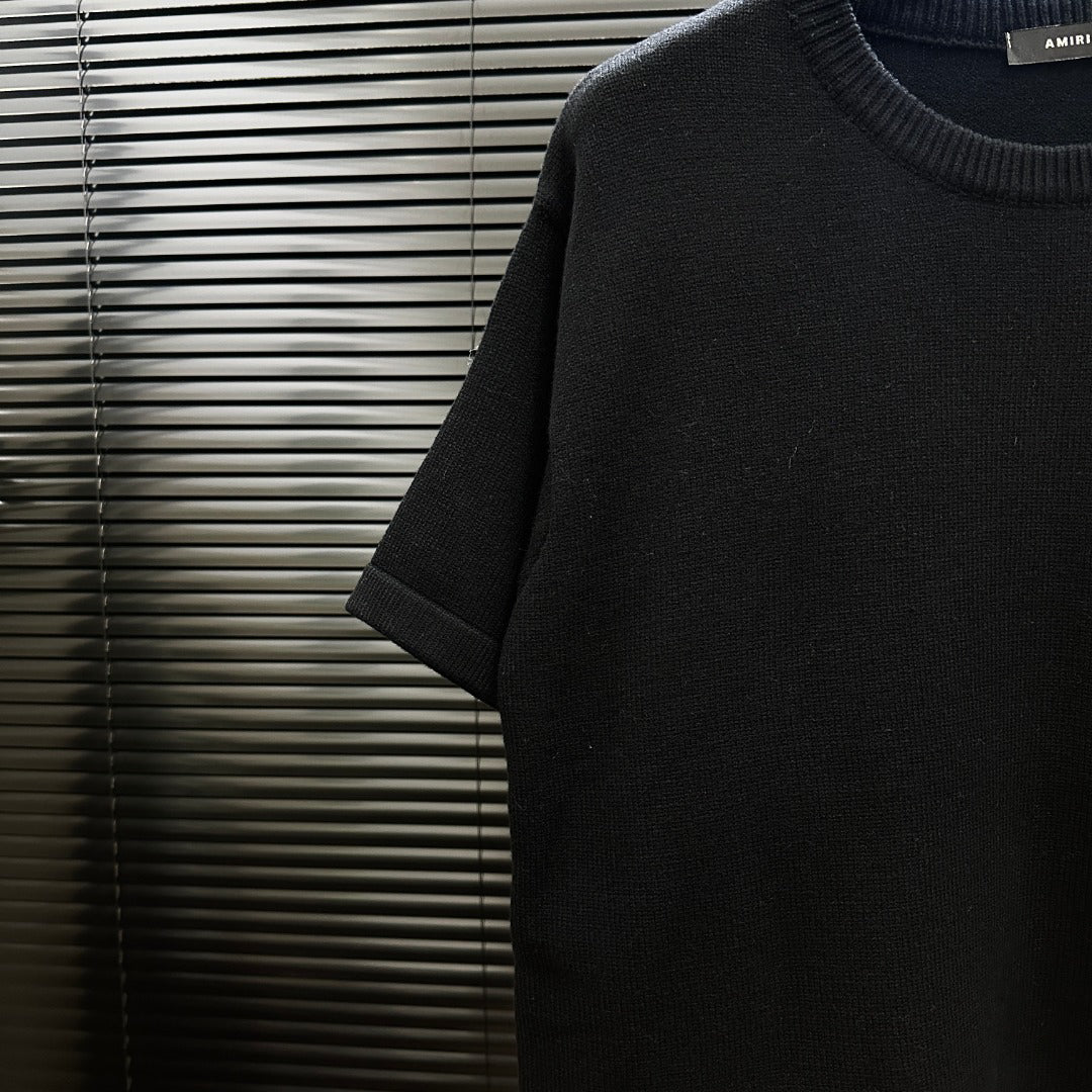 AMIRI Pixel‑Logo Short‑Sleeve Knit T‑Shirt