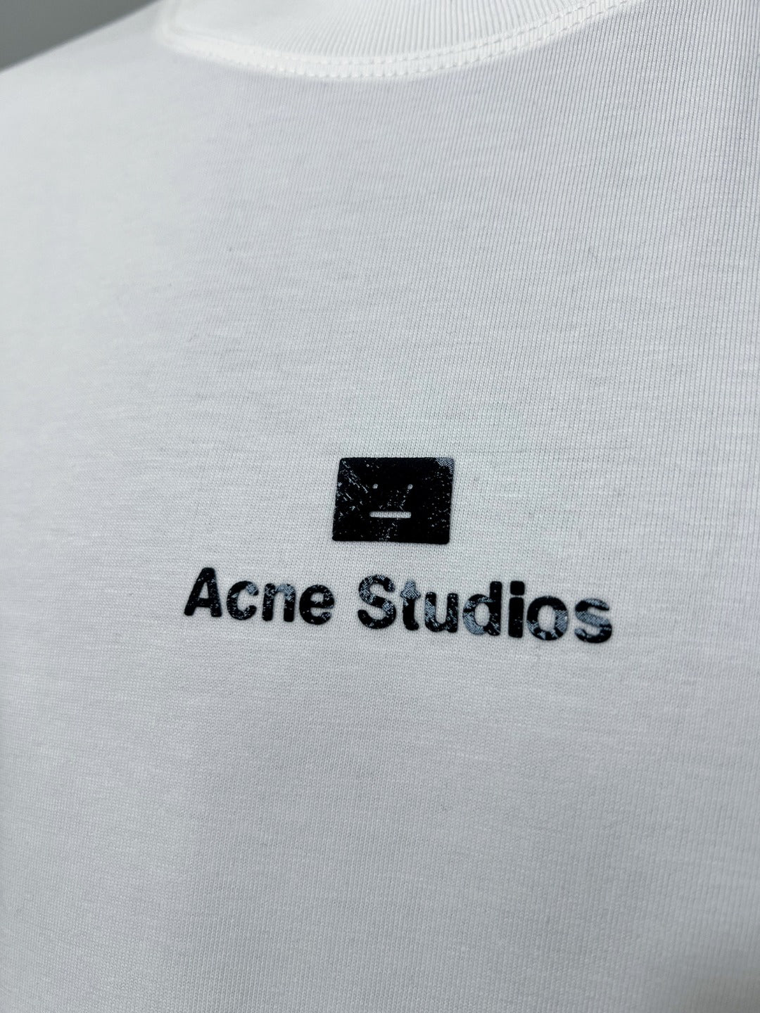 Acne Studios Square‑Face‑Icon Chest‑Print Oversized Crew‑Neck T‑Shirt