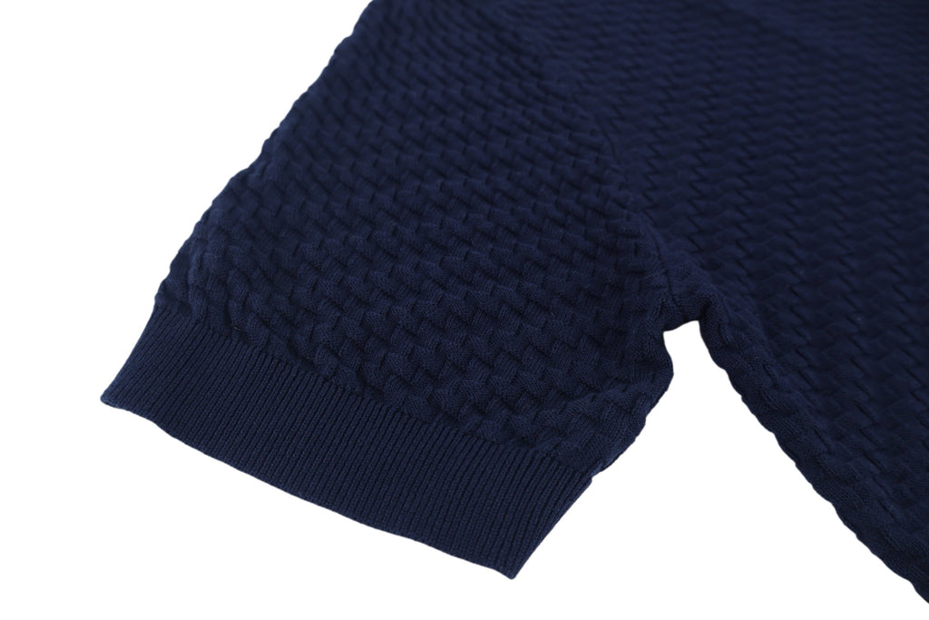 Emporio Armani Textured Knit Crew Neck Short‑Sleeve Top