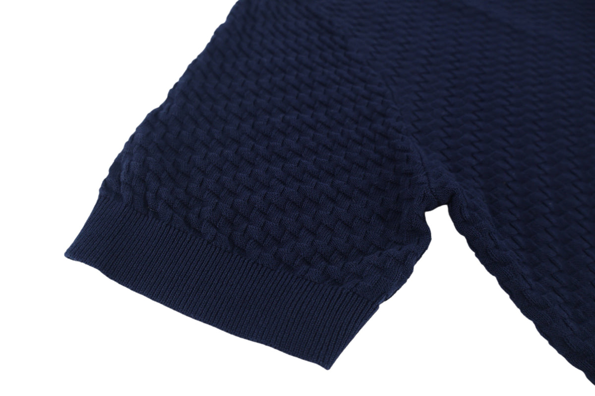 Emporio Armani Textured Knit Crew Neck Short‑Sleeve Top