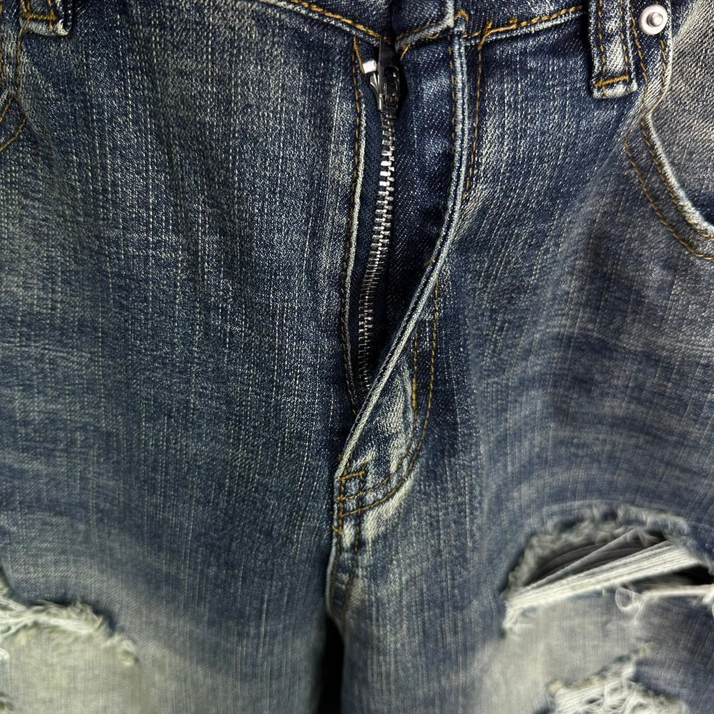AMIRI Ripped Ribbed Patch Slim‑Fit Denim Jeans