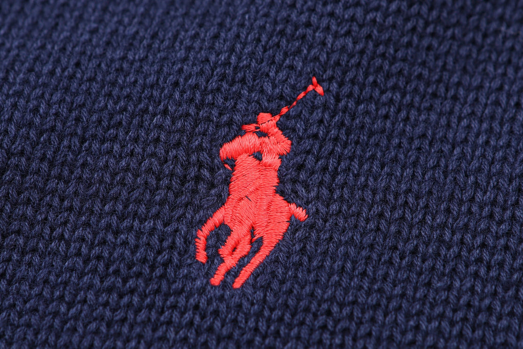 Polo Ralph Lauren Men’s Quarter‑Zip Knit Sweater With Red Pony Embroidery
