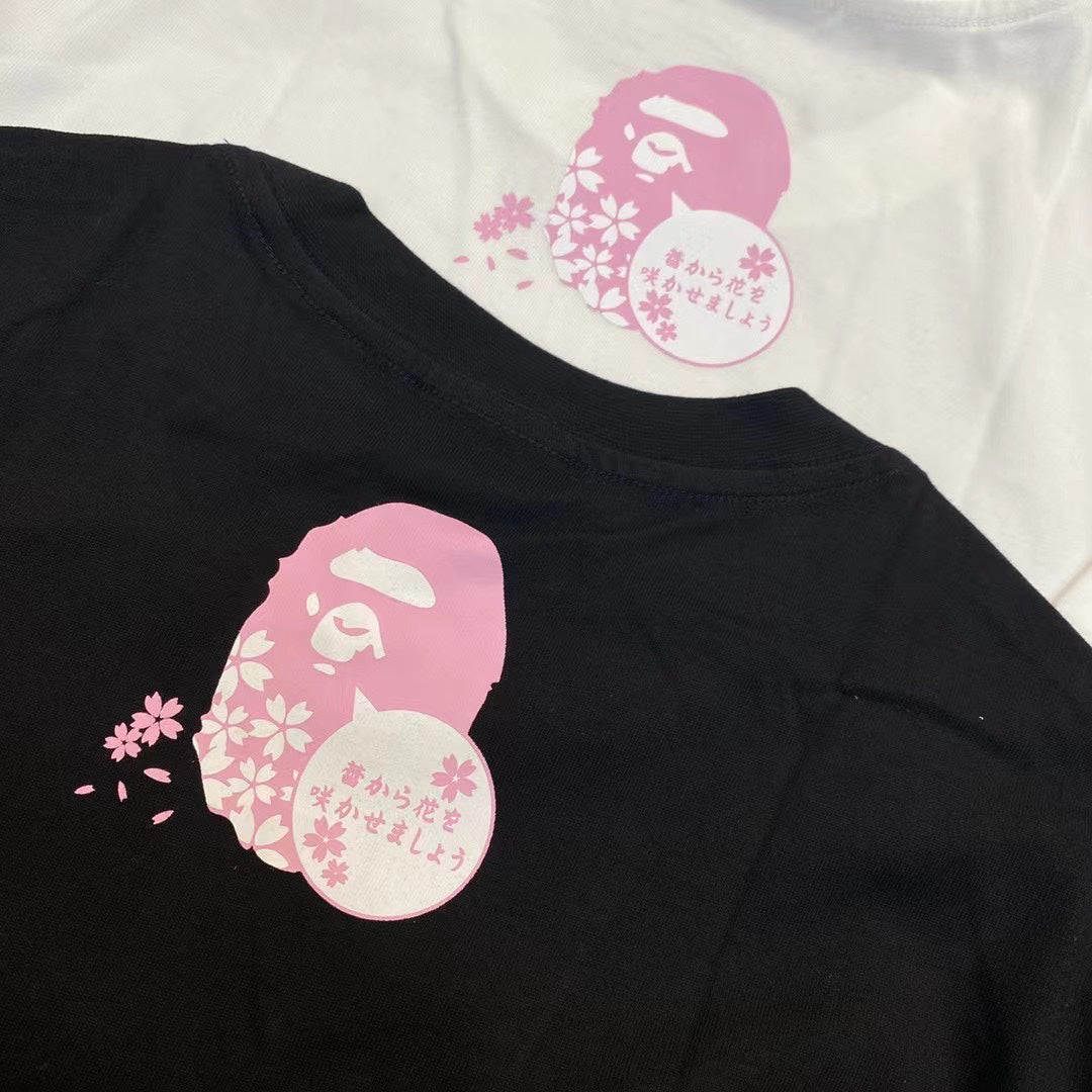 BAPE 2022SS Cherry Blossom Ape Head Oversized Unisex T-Shirt