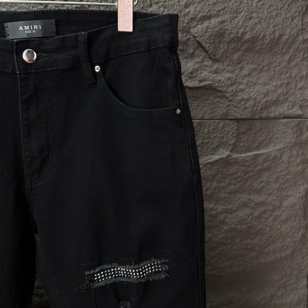 AMIRI Mesh‑Lined Multi‑Rip Distressed Slim‑Fit Denim Jeans