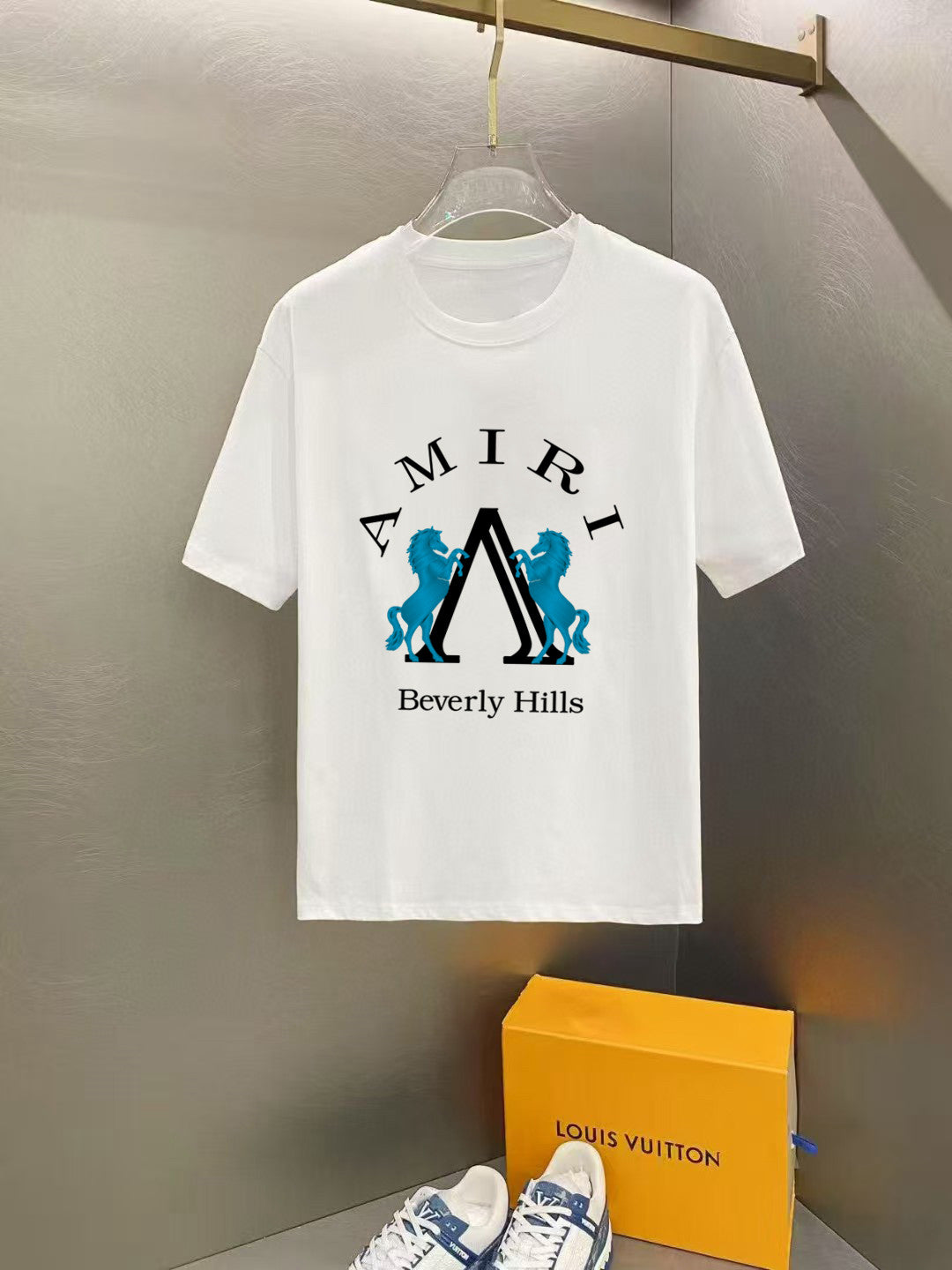 Amiri Beverly Hills Dual‑Horse Front Graphic Crew‑Neck Short‑Sleeve T‑Shirt