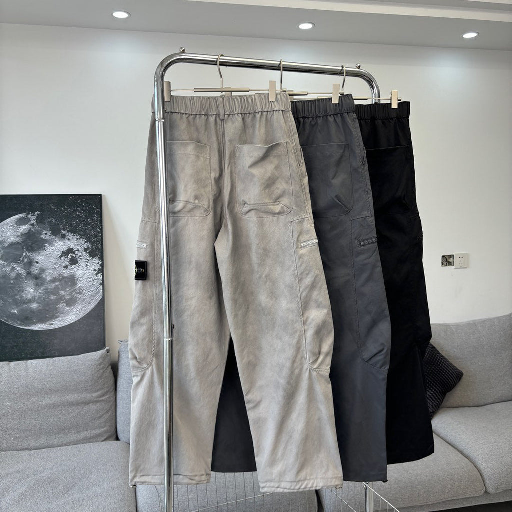 Stone Island Multi-Pocket Cargo Trousers with Bellows Pockets and Compass Badge
