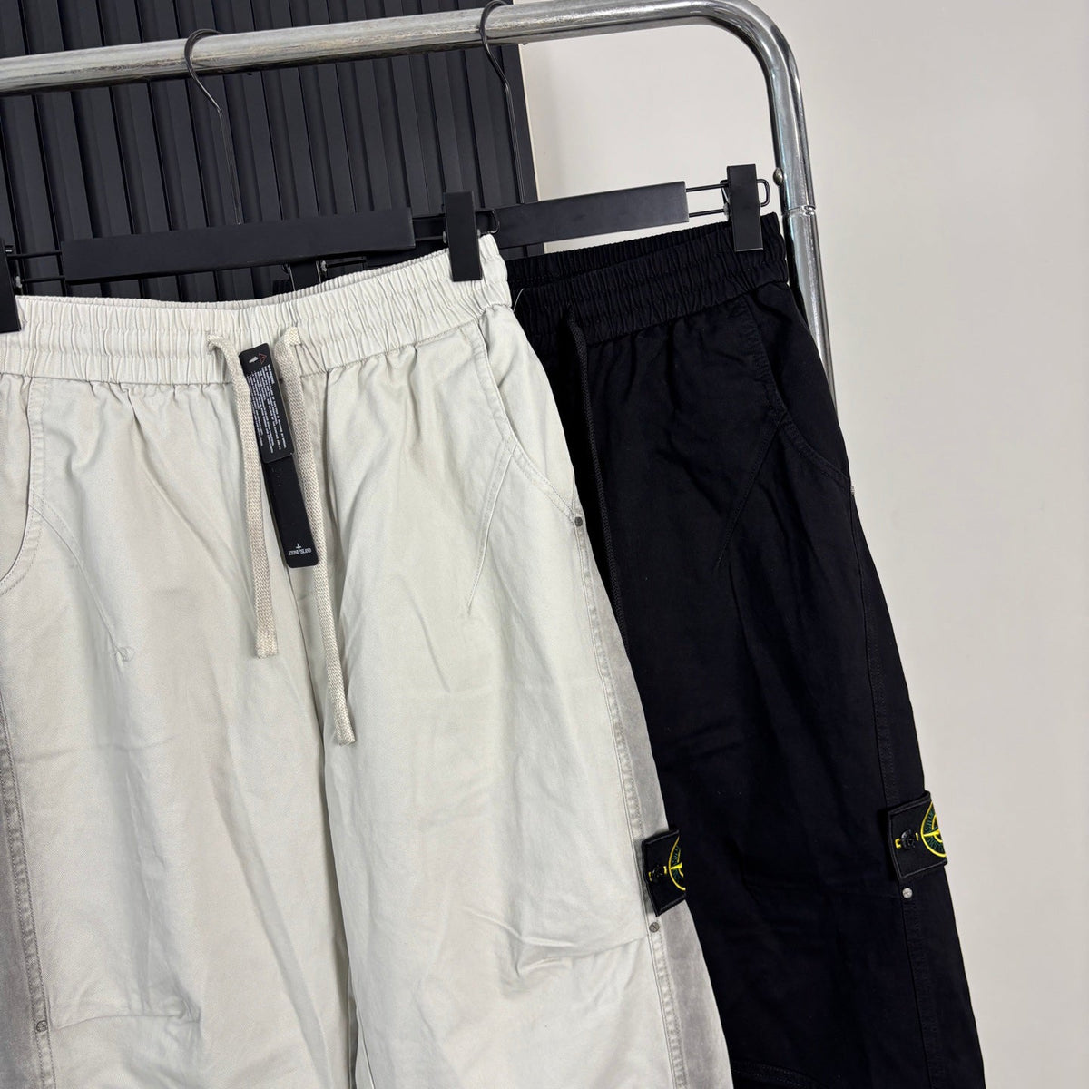 Stone Island Wide-Leg Straight Cargo Trousers with Compass Badge