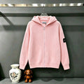 Stone Island Full-Zip Knit Hoodie Chunky Rib - Pink / Gray / Blue / Black / White