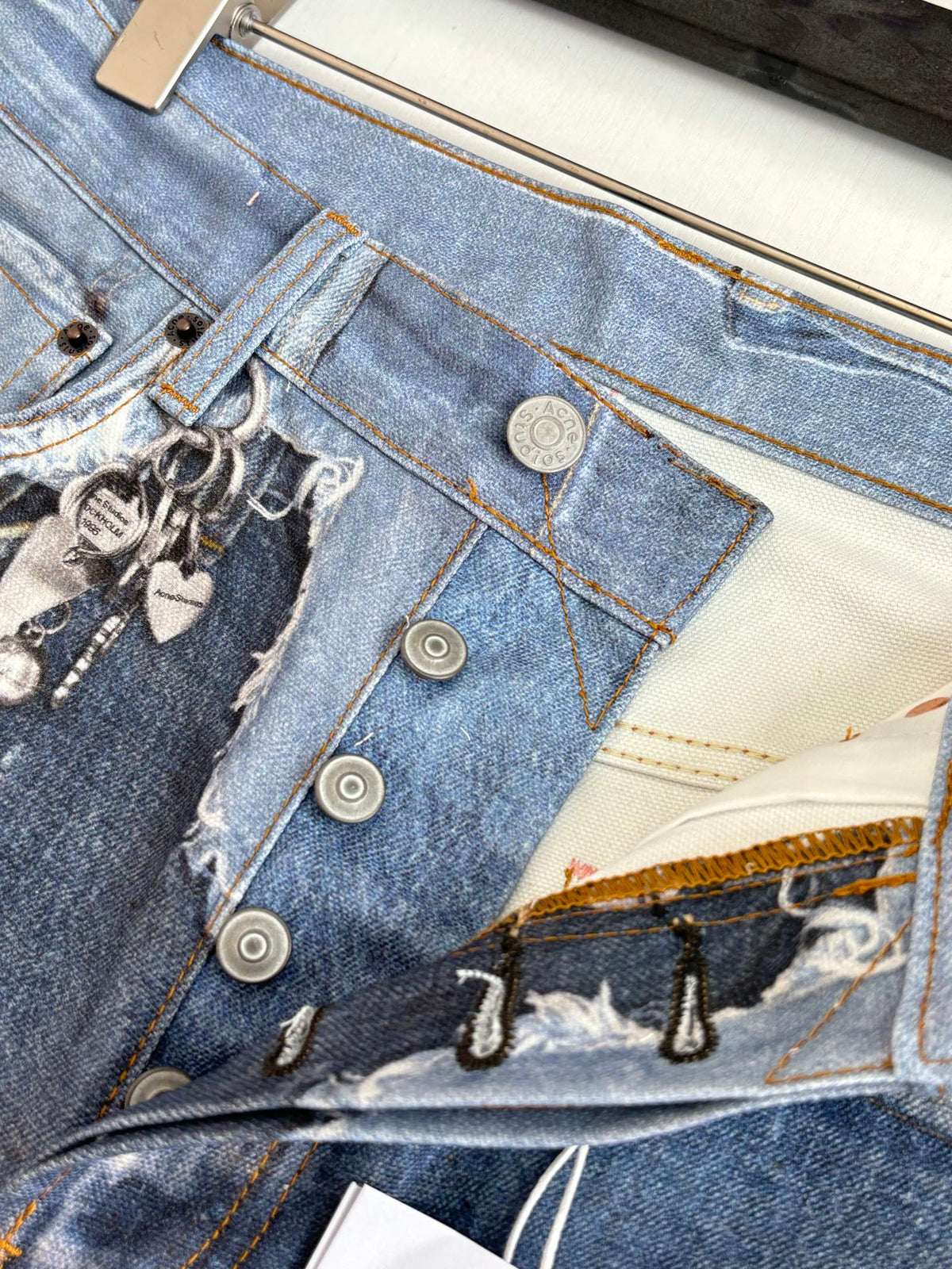 Acne Studios Heavily Distressed Denim Jort Shorts