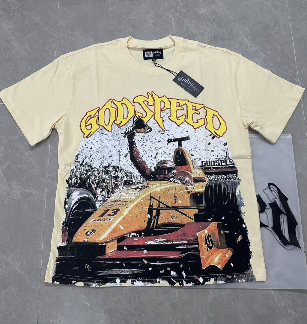 Godspeed F1 Race Champion Vintage Short‑Sleeve Tee (Cream)