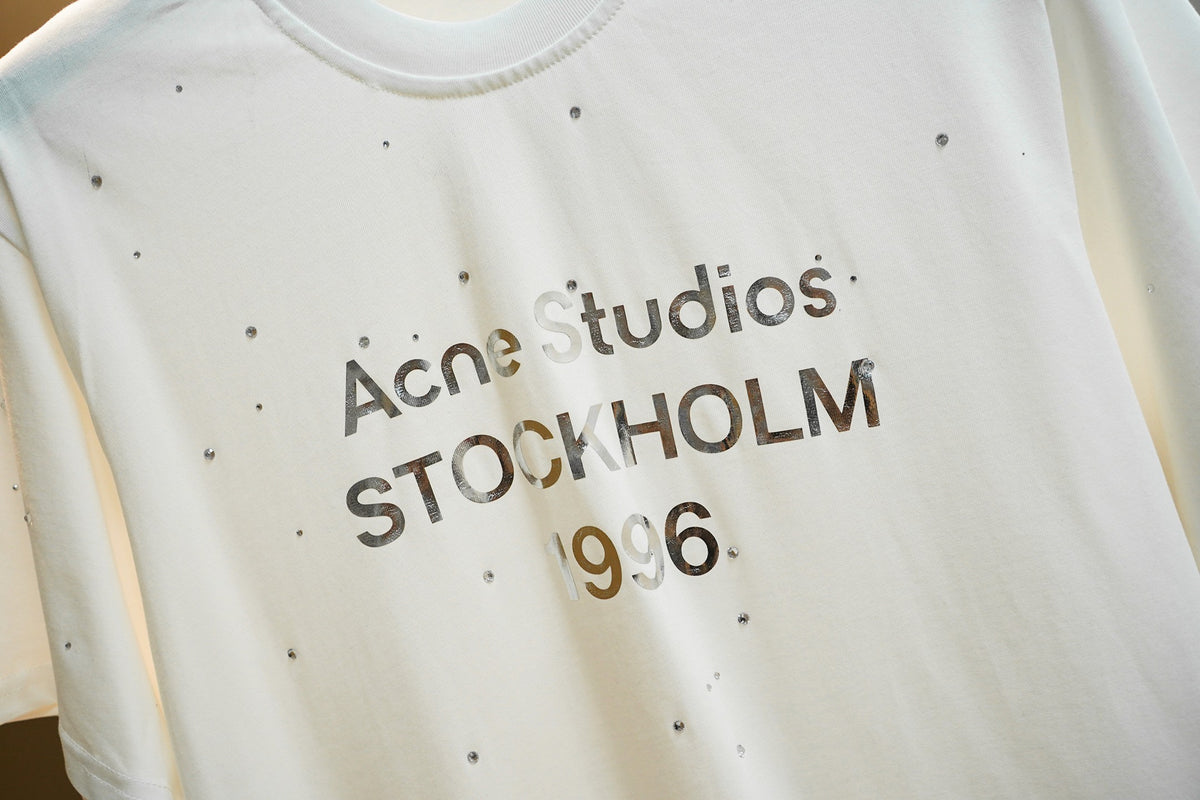 Acne Studios Stockholm 1996 Speckled Print Crew‑Neck Short‑Sleeve T‑Shirt