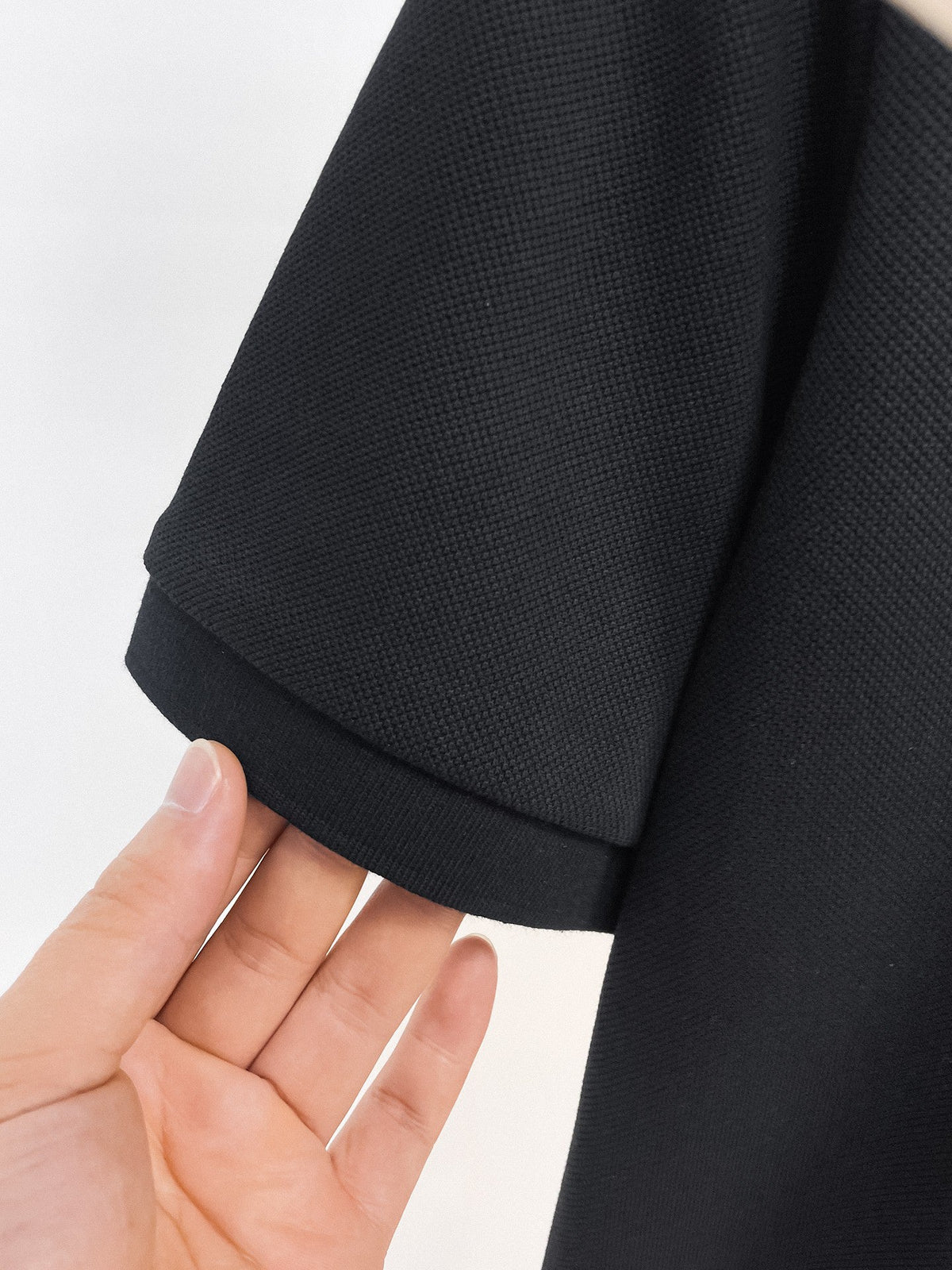 Moncler Zip‑Up Short‑Sleeve Polo Shirt (Black)