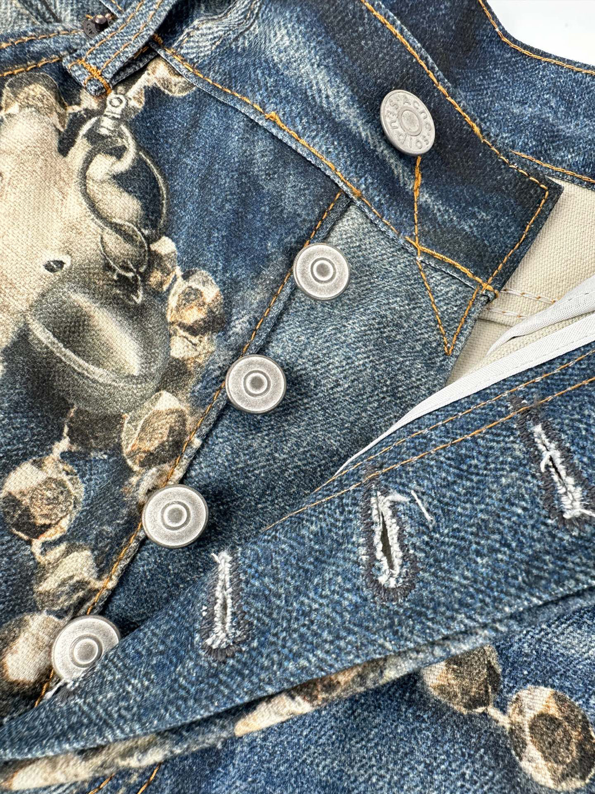 Acne Studios Ornate Graphic‑Print Wide‑Leg Denim Jeans