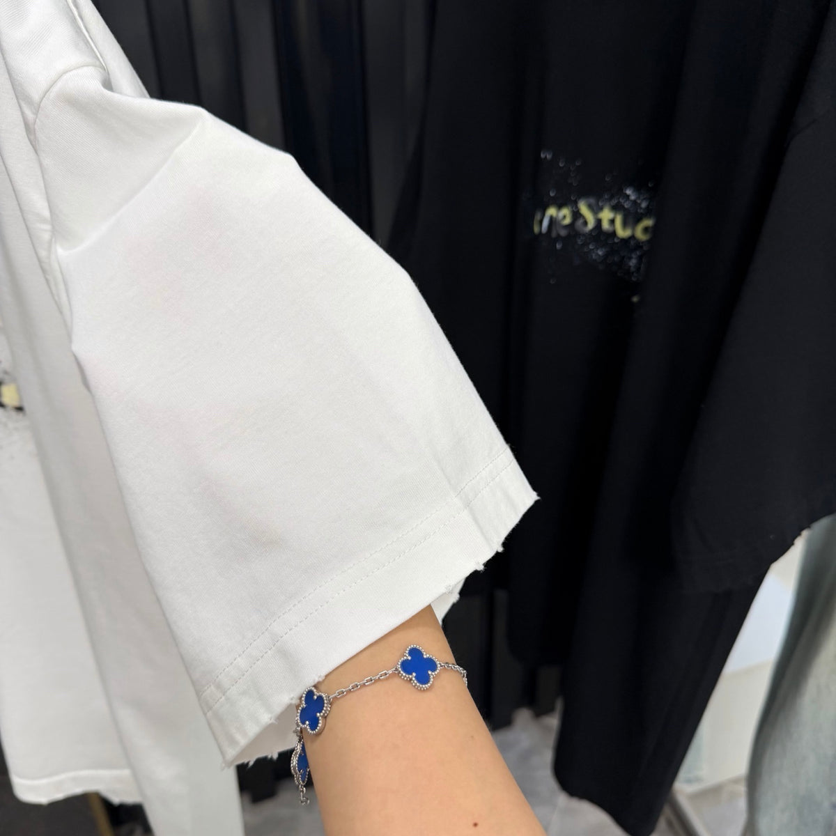 Acne Studios Spray‑Effect Brand‑Script Distressed‑Trim Oversized Crew‑Neck T‑Shirt