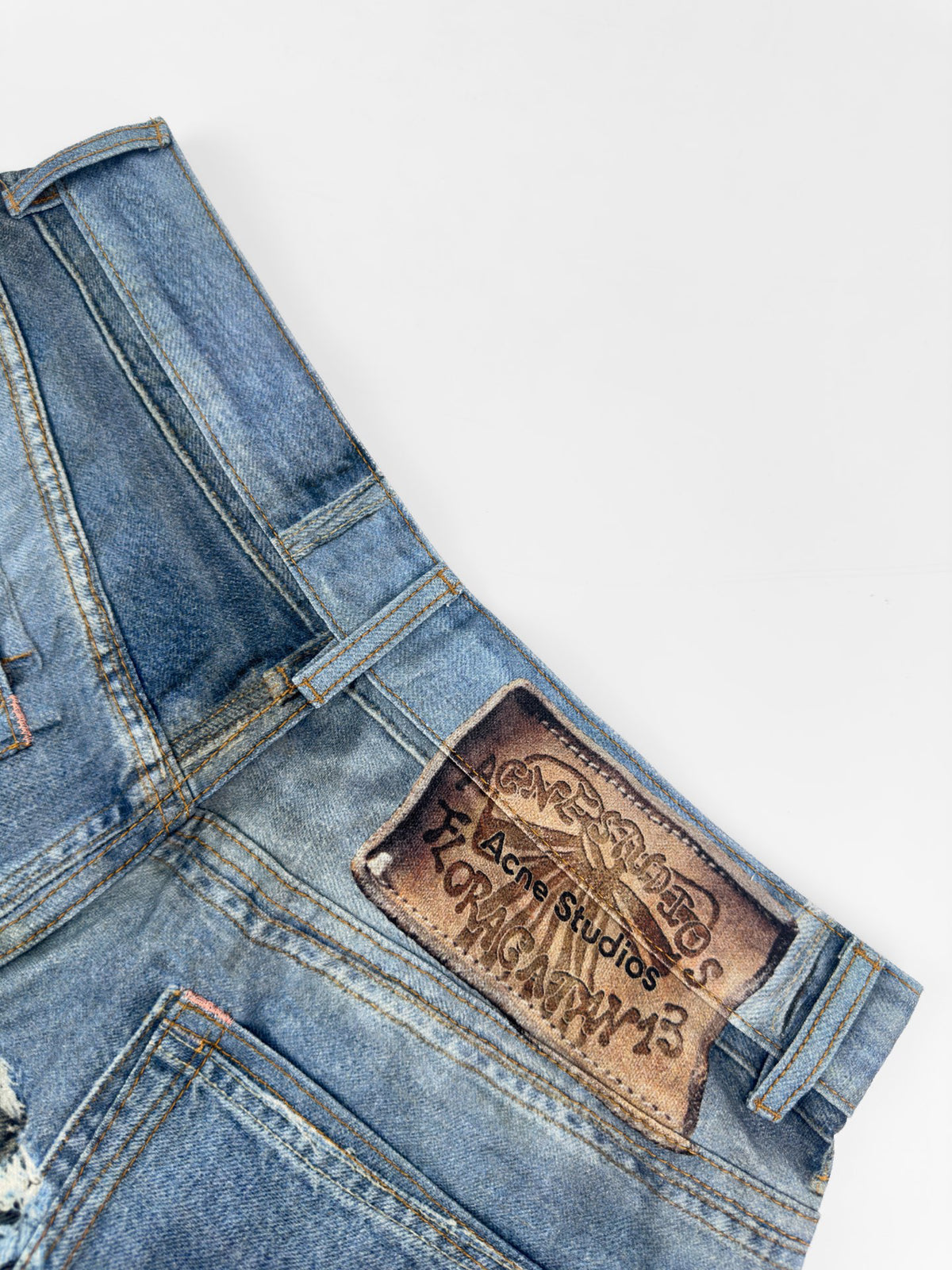 Acne Studios Distressed Knee‑Length Denim Shorts