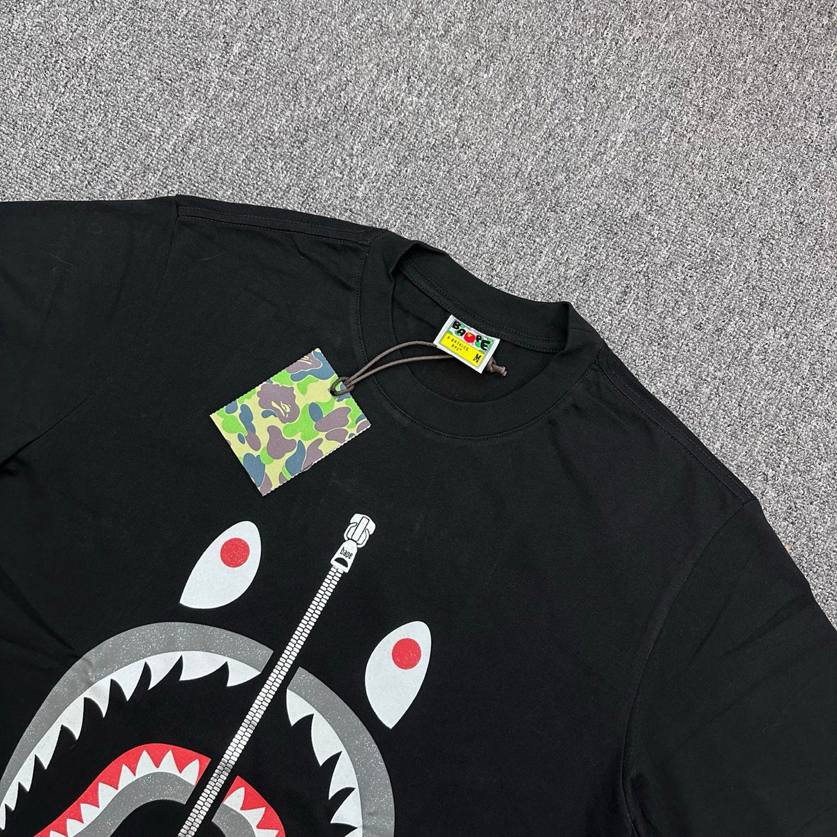 BAPE SS26 WGM Shark Glitter Print T-Shirt — Black