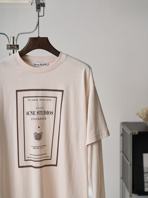 Acne Studios Layered‑Sleeve Frame‑Print T‑Shirt