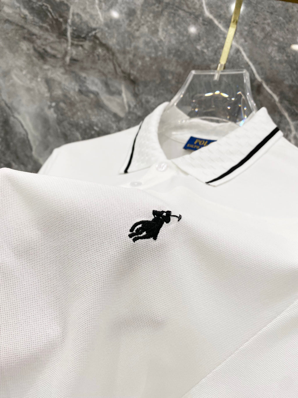 Ralph Lauren Men's Trim‑Detail Short‑Sleeve Piqué Polo Shirt With Black Pony Logo