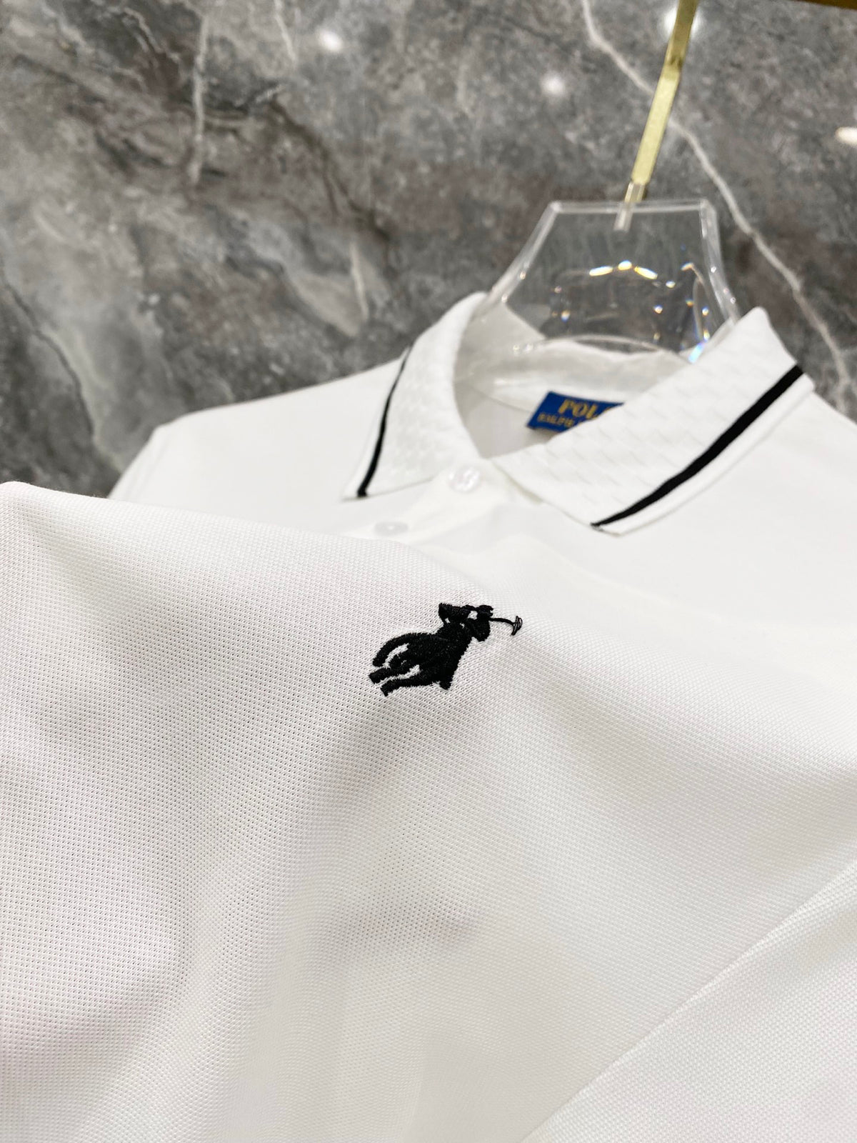 Ralph Lauren Men's Trim‑Detail Short‑Sleeve Piqué Polo Shirt With Black Pony Logo