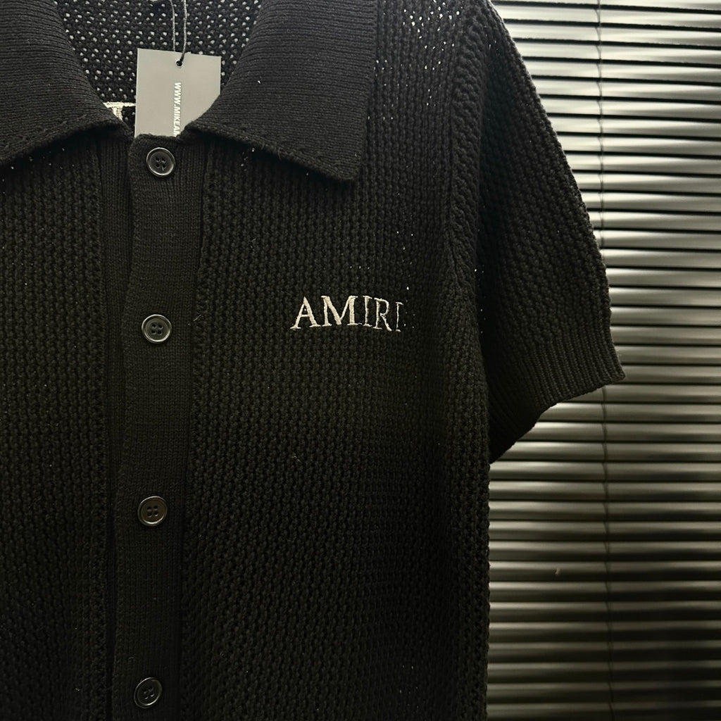 AMIRI Minimal Logo Short‑Sleeve Knit Cardigan