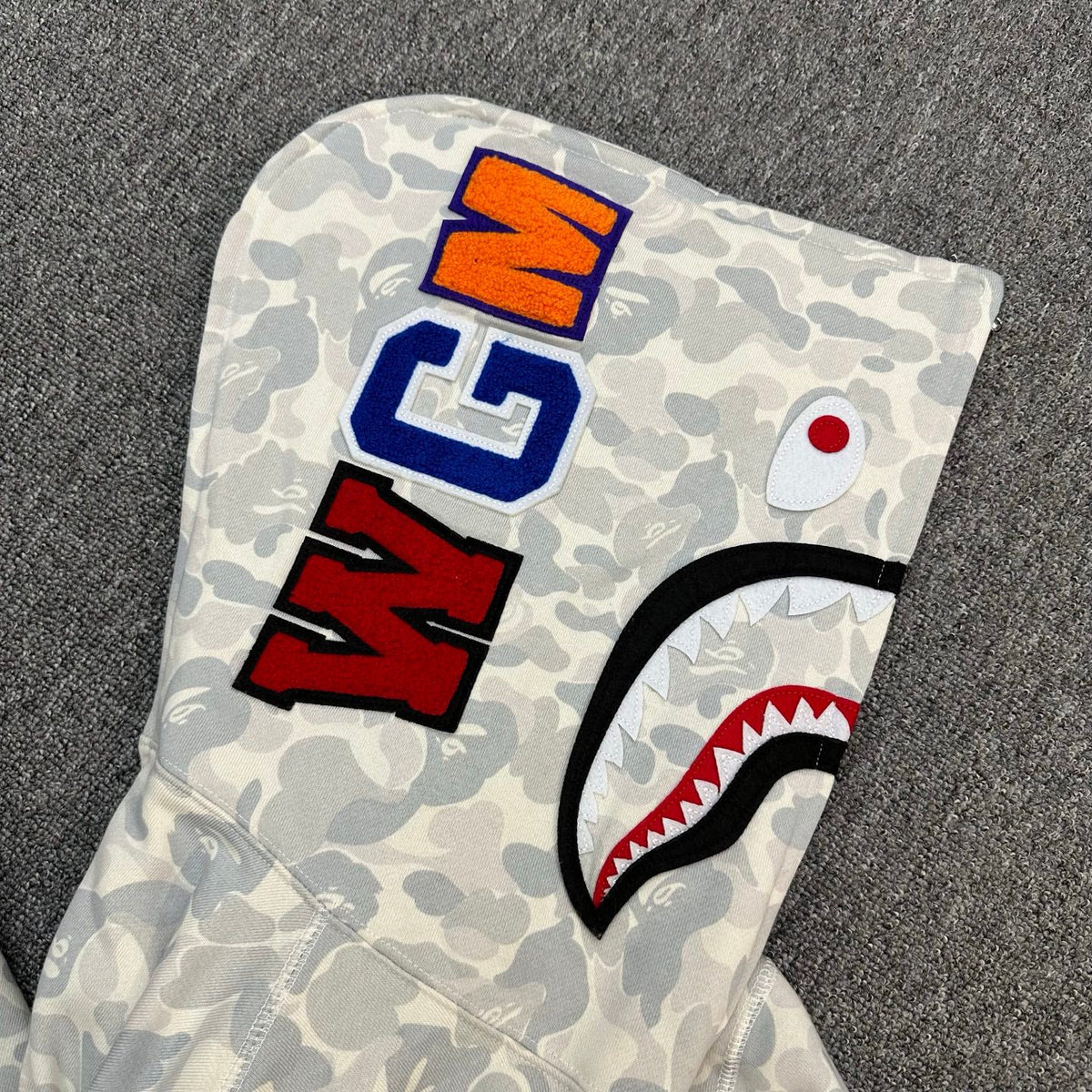 BAPE FW24 Ice Grey ABC Camo Shark Full-Zip Hoodie - Harajuku PACK Limited