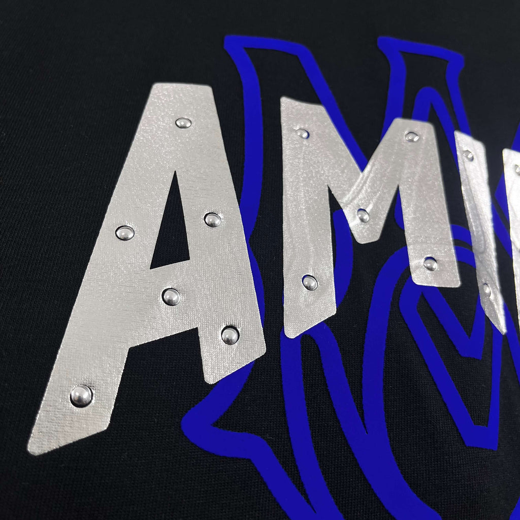 AMIRI Layered Metallic‑Effect Letter Graphic Short‑Sleeve Tee