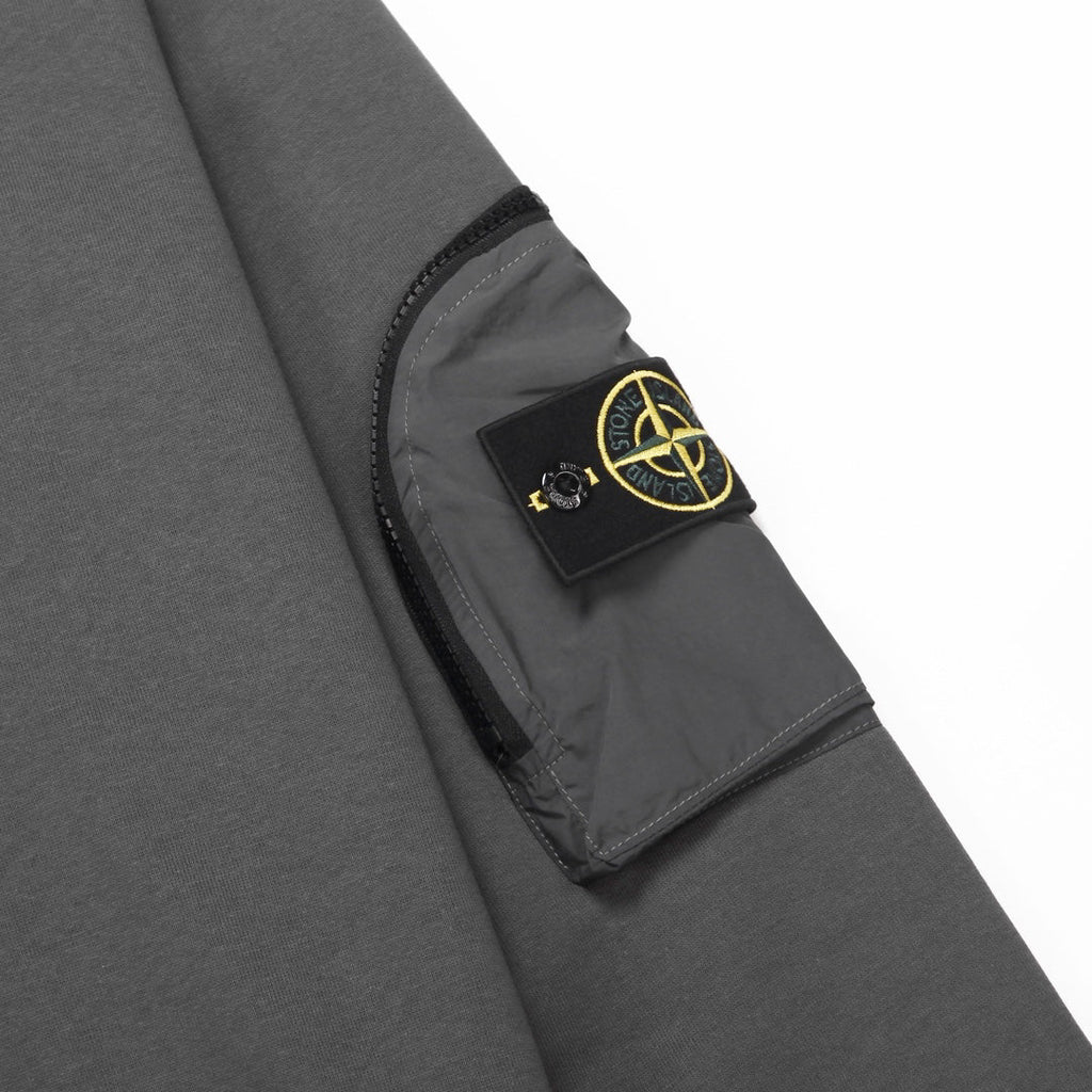 Stone Island Cotton Crew Neck Sweatshirt with Left Chest Name Patch and Right Sleeve Compass Badge Pocket