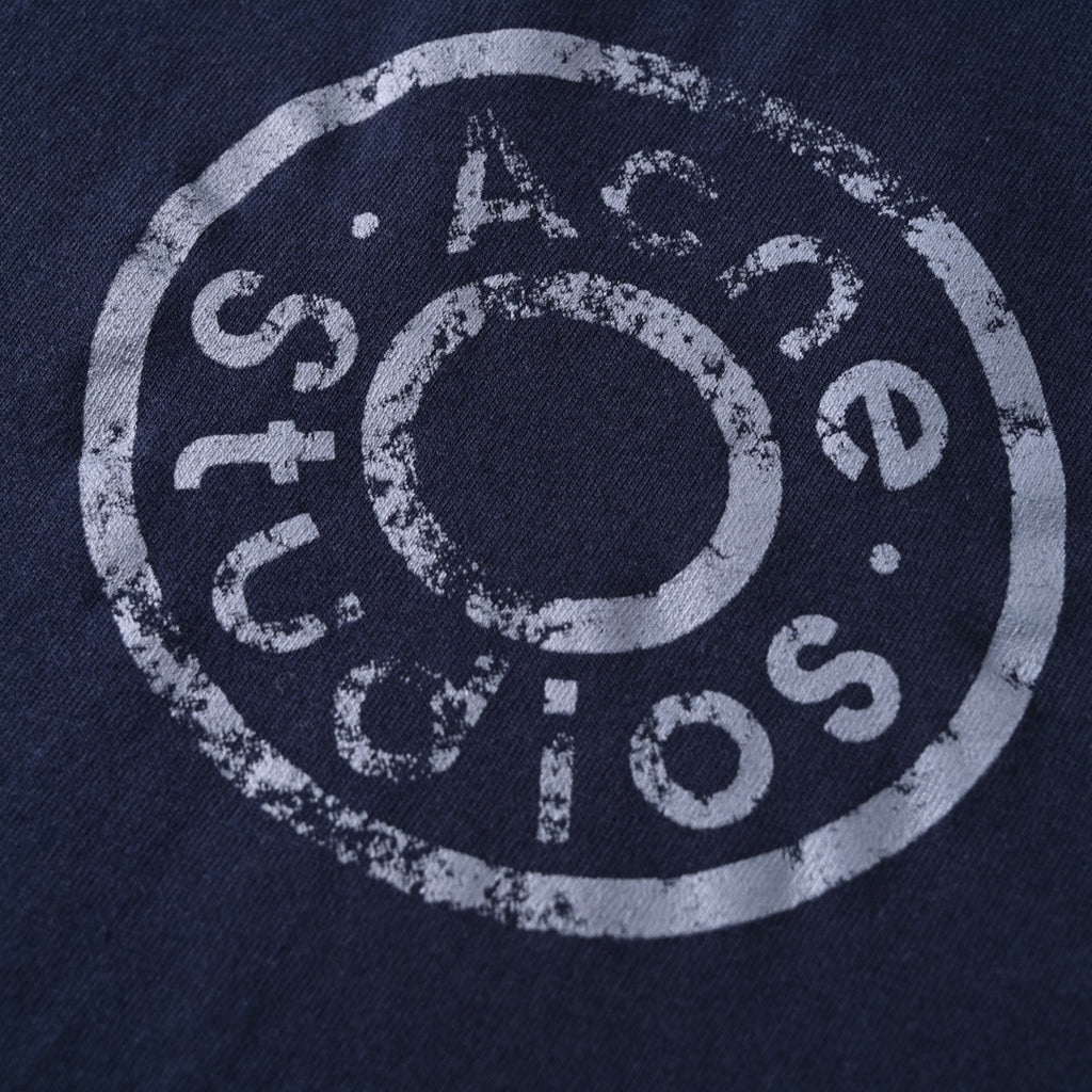 Acne Studios Distressed‑Rip Circular‑Logo Oversized Crew‑Neck T‑Shirt
