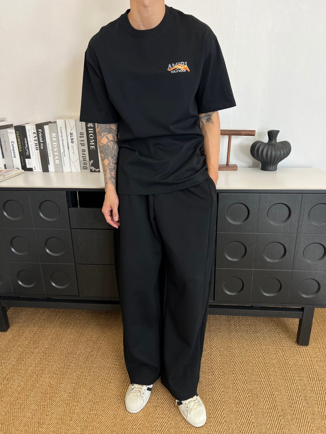 Amiri Hollywood Small Chest Graphic Crew‑Neck Short‑Sleeve T‑Shirt