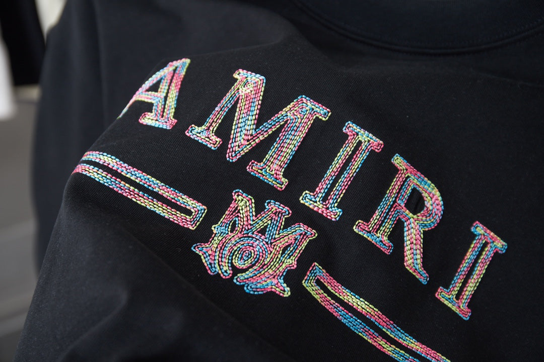 AMIRI Multicolor Collegiate Logo Short‑Sleeve T‑Shirt