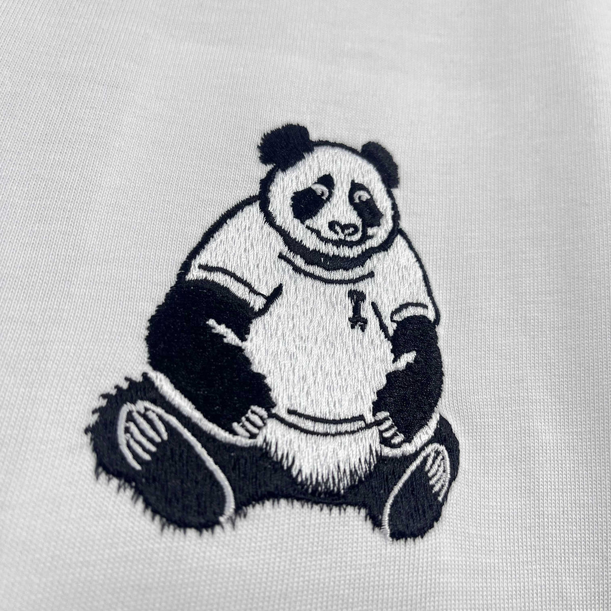 AMI Paris Panda Embroidered Chest Crew Neck Short‑Sleeve T‑Shirt