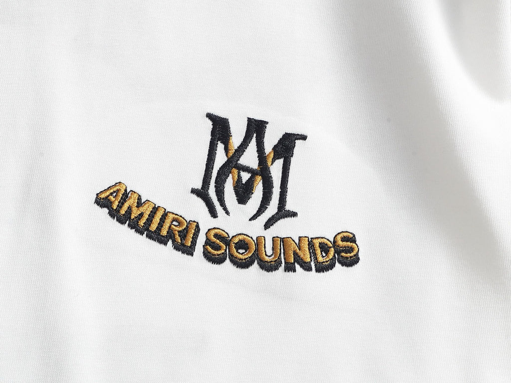 AMIRI Sounds Small Chest Logo Crew‑Neck Short‑Sleeve T‑Shirt