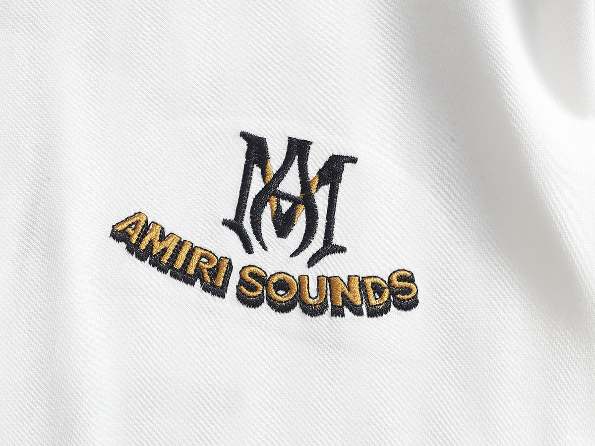 AMIRI Sounds Small Chest Logo Crew‑Neck Short‑Sleeve T‑Shirt