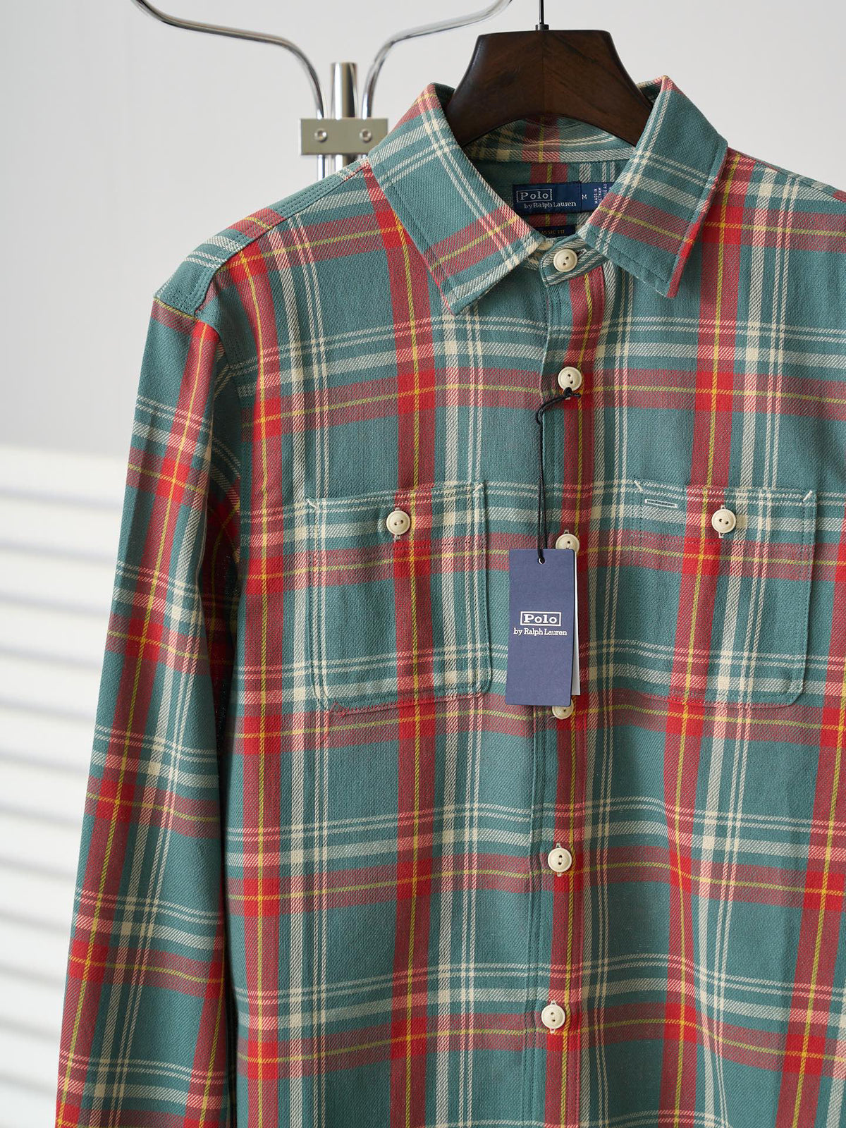 Ralph Lauren Men's Long‑Sleeve Plaid Flannel Shirt With Double Chest Pockets