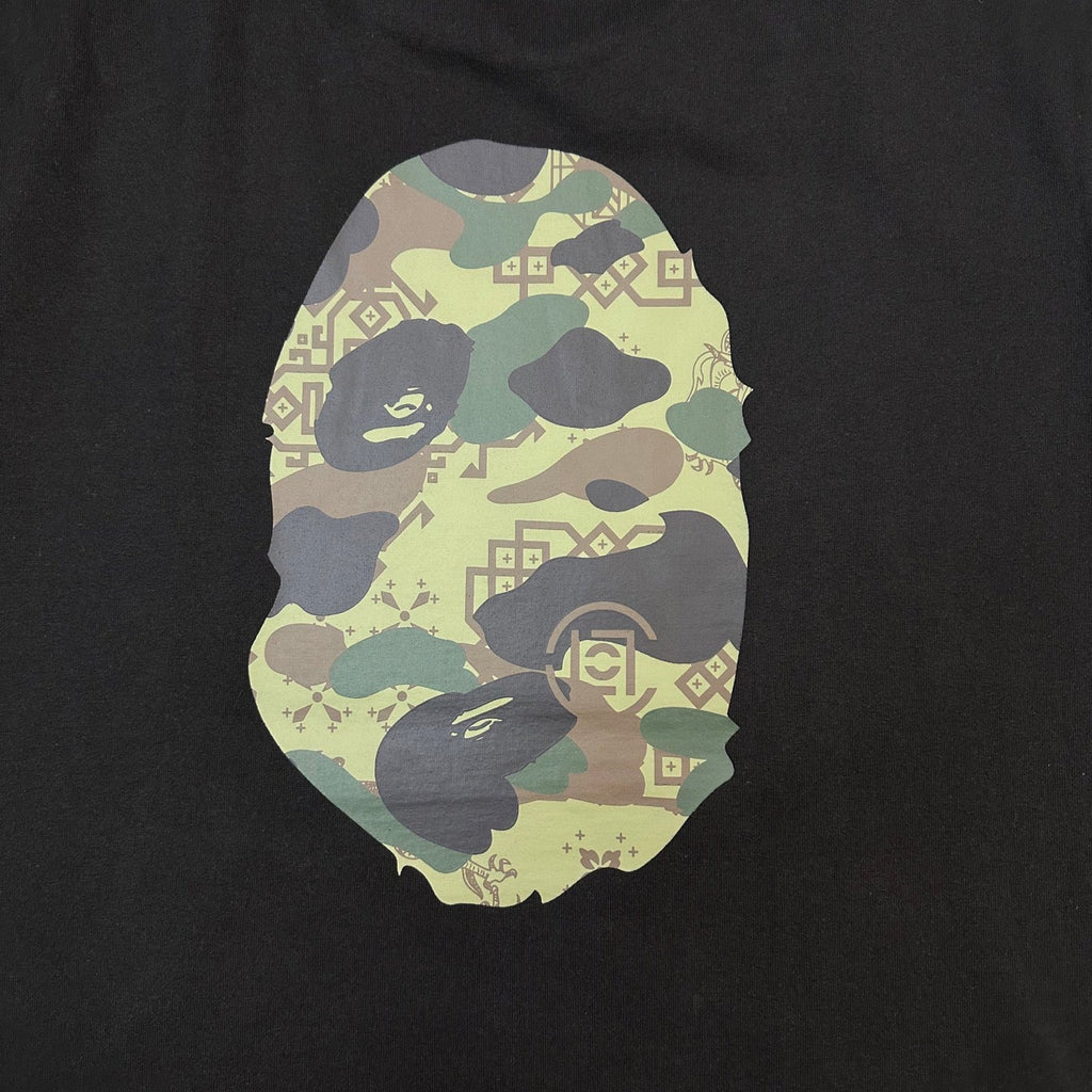 BAPE × CLOT SS25 Camo Monogram Ape Head Oversized Heavyweight Unisex T-Shirt