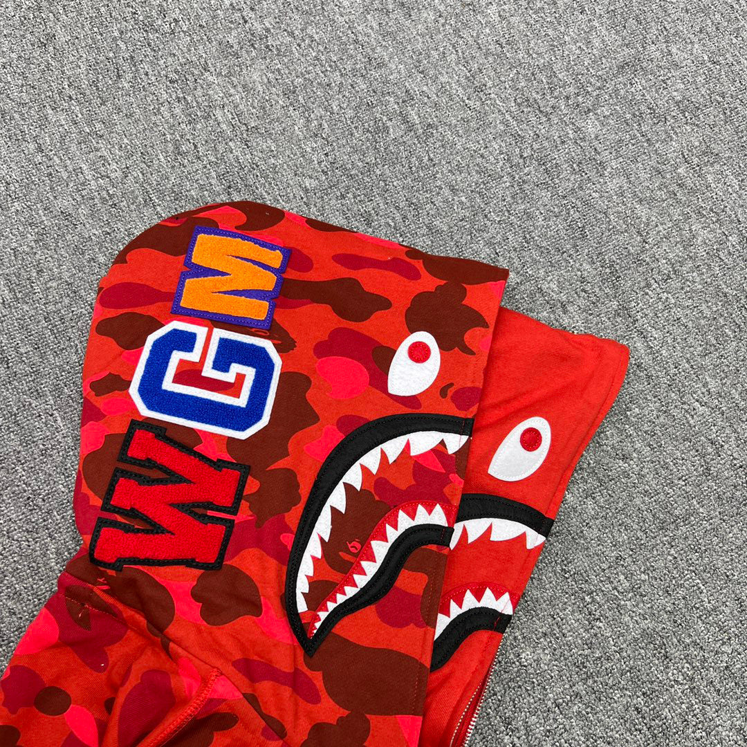 BAPE Shark Full-Zip Double Hood Camo Hoodie