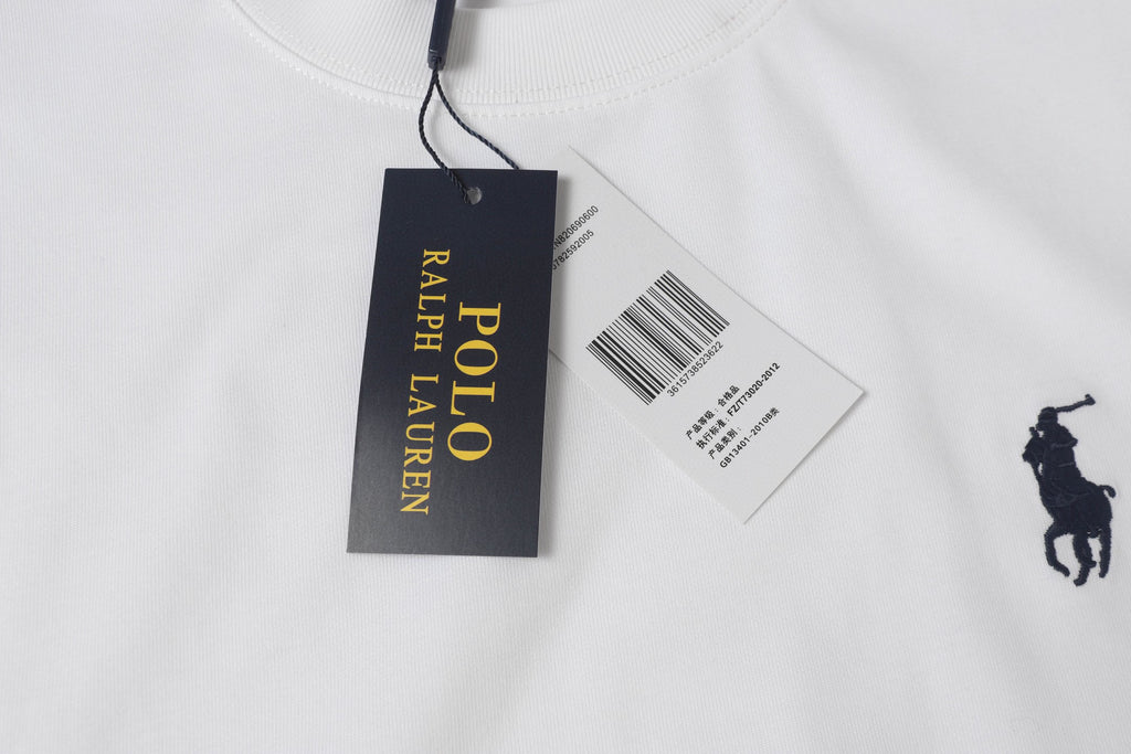Ralph Lauren Men's White Crew‑Neck Short‑Sleeve Embroidered Pony T‑Shirt