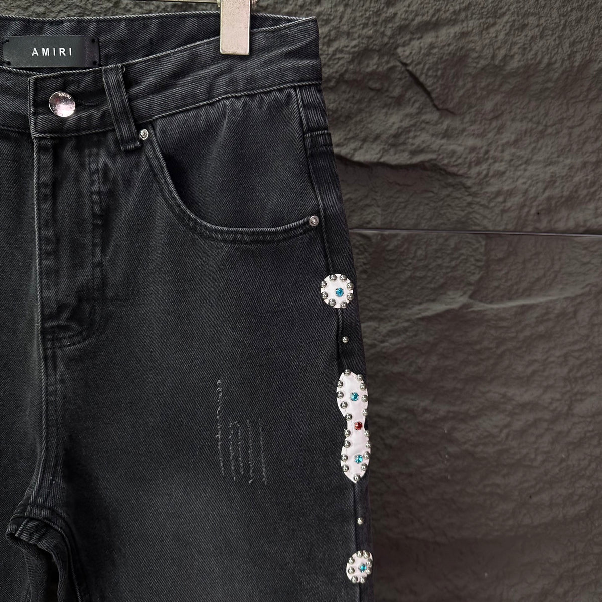 AMIRI Rhinestone‑Embellished Flared Denim Jeans