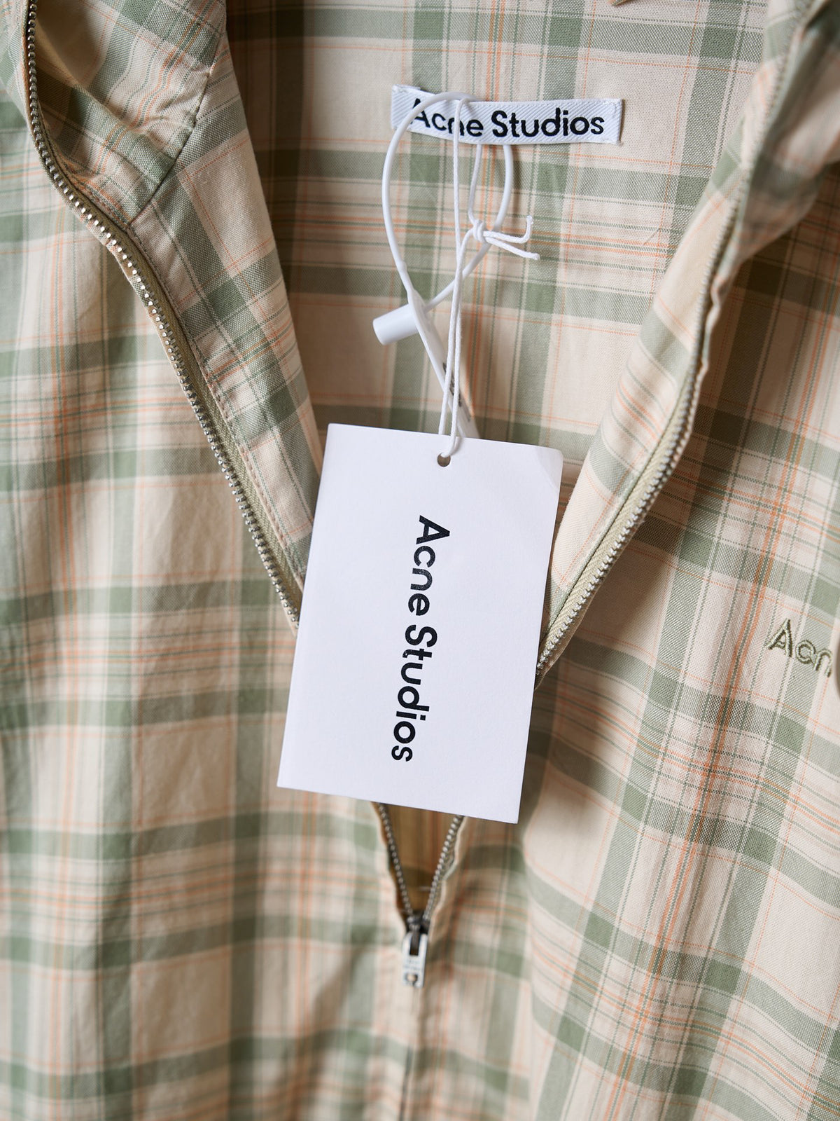 Acne Studios Plaid Zip‑Up Hooded Jacket
