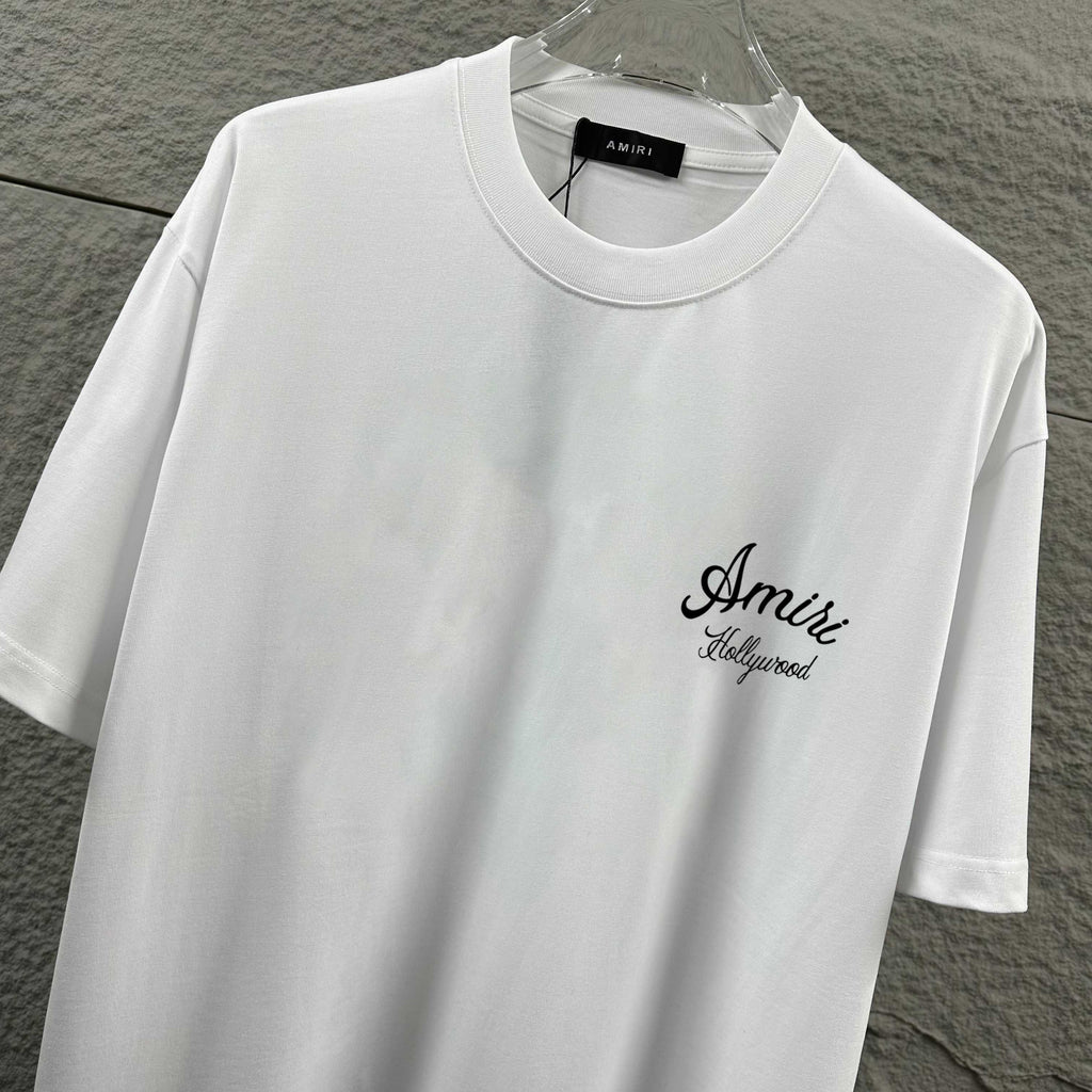AMIRI Hollywood Cursive Back‑Print Crew‑Neck Short‑Sleeve T‑Shirt