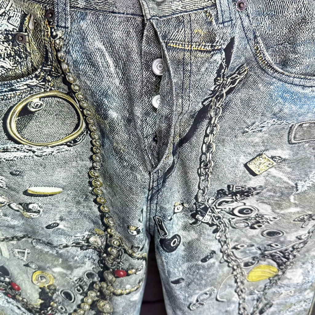 Acne Studios Ornate Chain‑Print Straight‑Leg Jeans