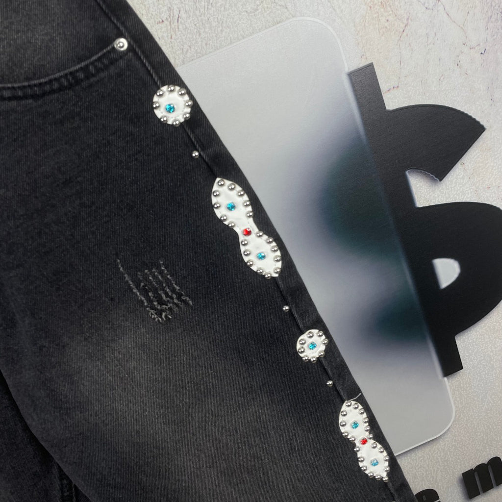 AMIRI Ornamental Stud Embellished Flared Denim Jeans