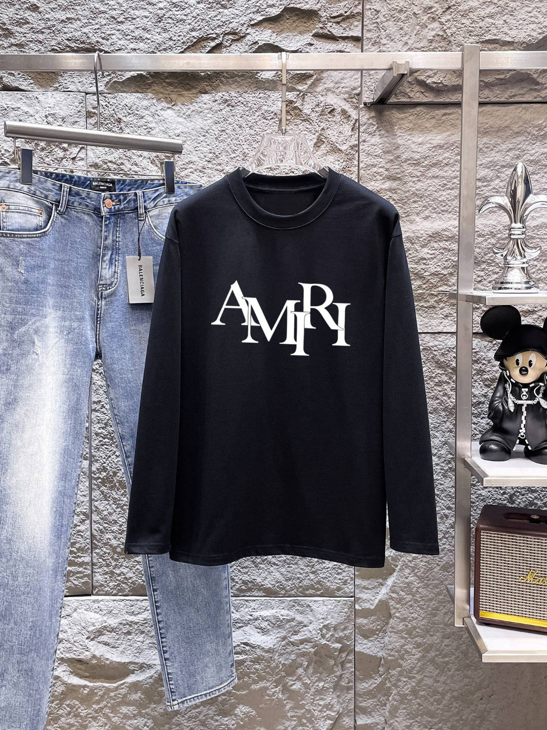AMIRI Overlapped Logo Graphic Long‑Sleeve Tee