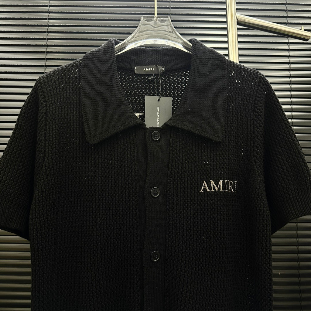 AMIRI Minimal Logo Short‑Sleeve Knit Cardigan